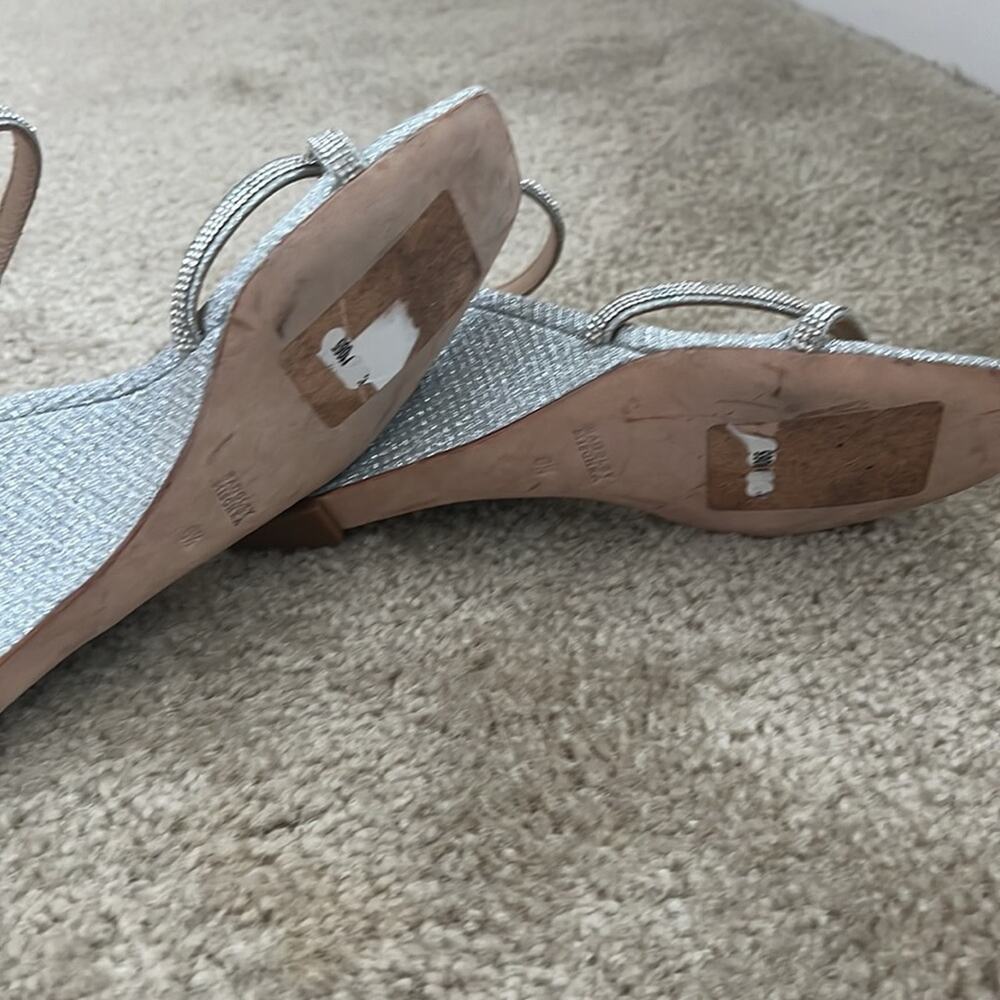 Badgley Mischka Silver Raegan Embellished Wedge Sandals NWOT - Picture 8 of 9